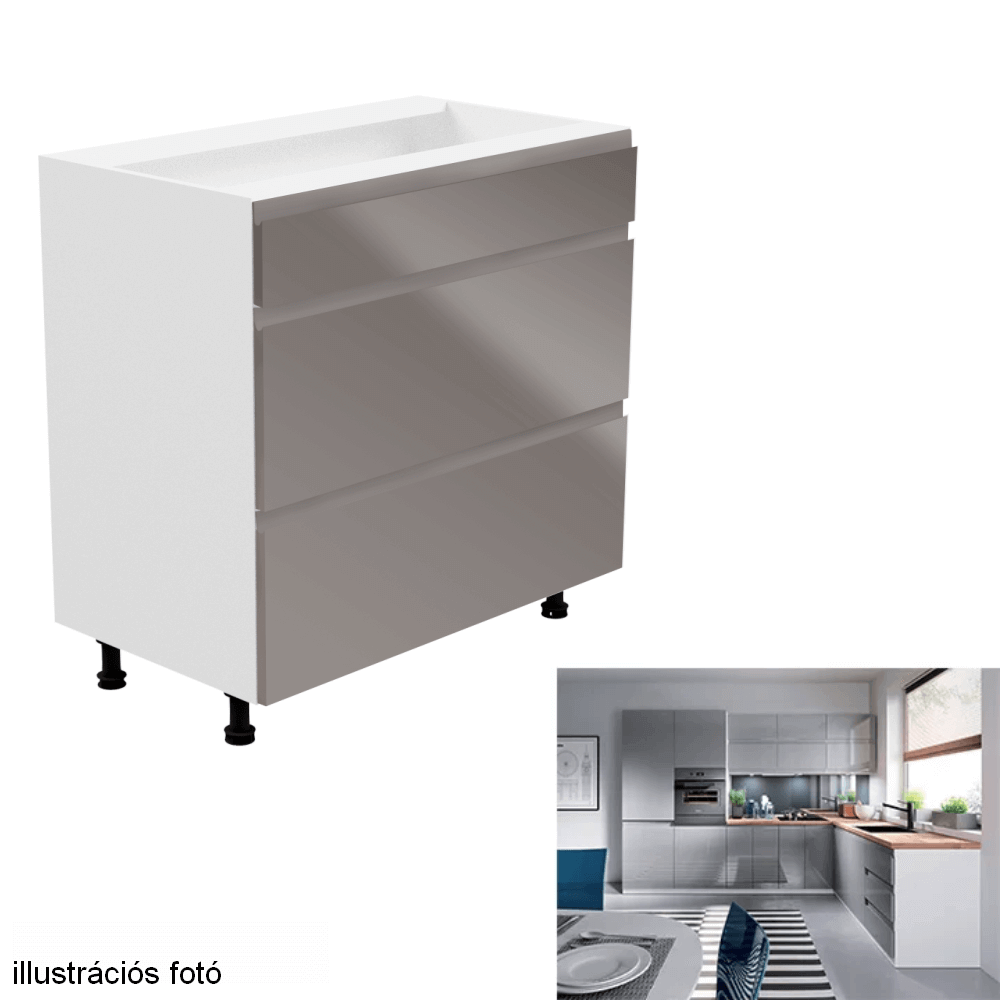 fehér/szürke extra magasfényű