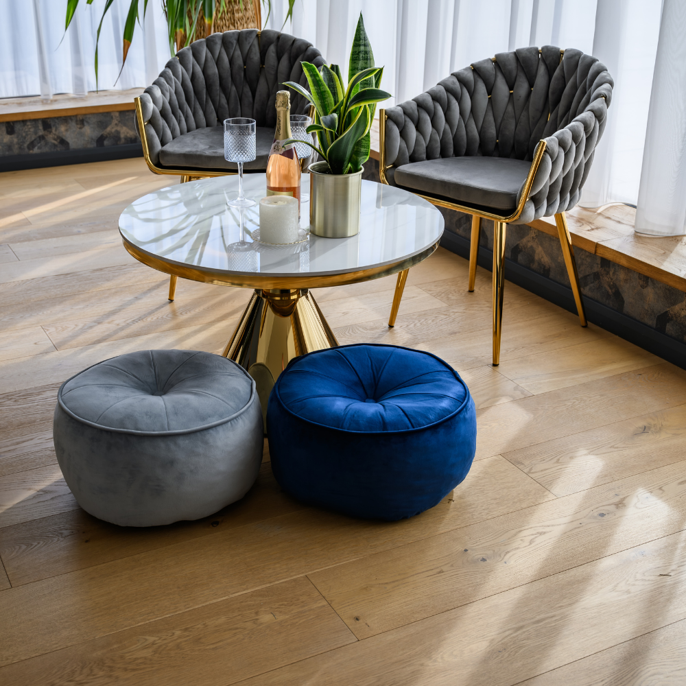 szürke Velvet szövet/gold króm-arany