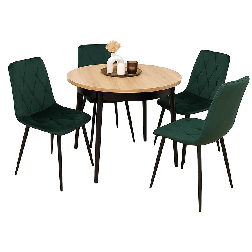 Étkezőgarnitúrák Étkező készlet 1+4 Melania artisan/fekete