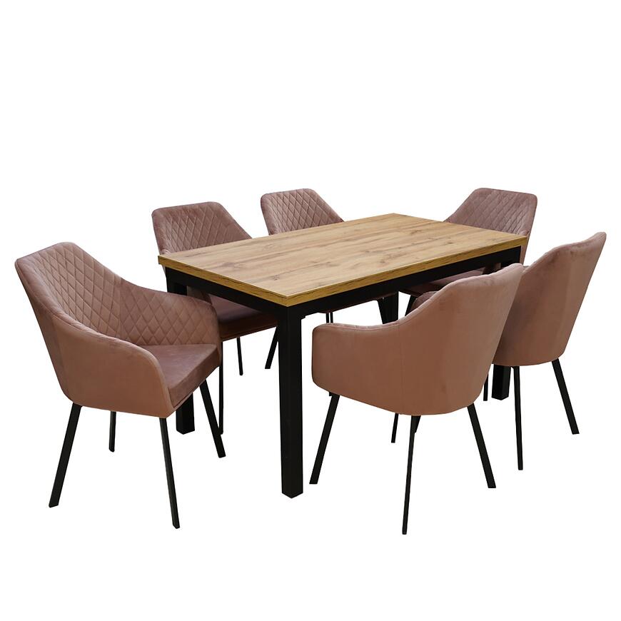 Étkezőgarnitúrák Étkező készlet 1+6 Flora wotan/fekete