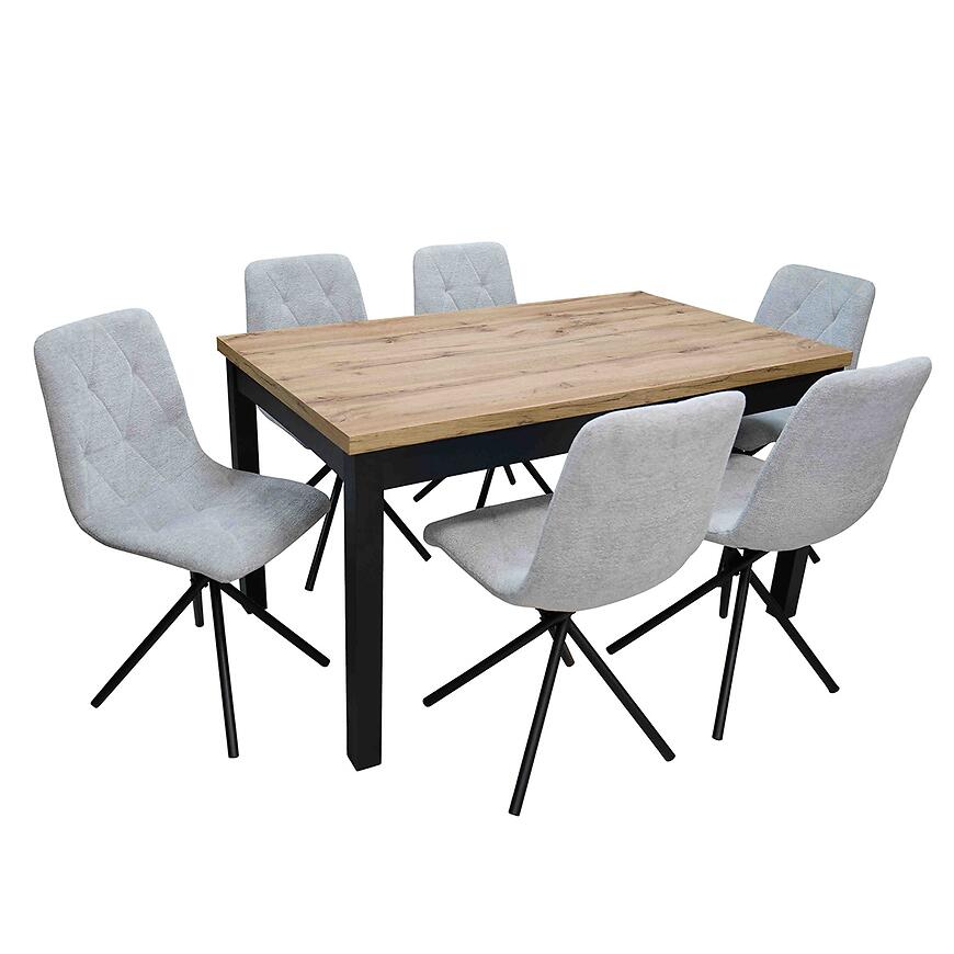 Étkezőgarnitúrák Étkező készlet 1+6 Pako wotan/fekete